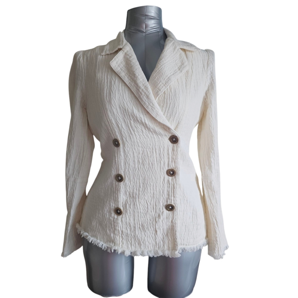 Jacket Ivory Double Breasted Bell Sleeve Blazer - Size M